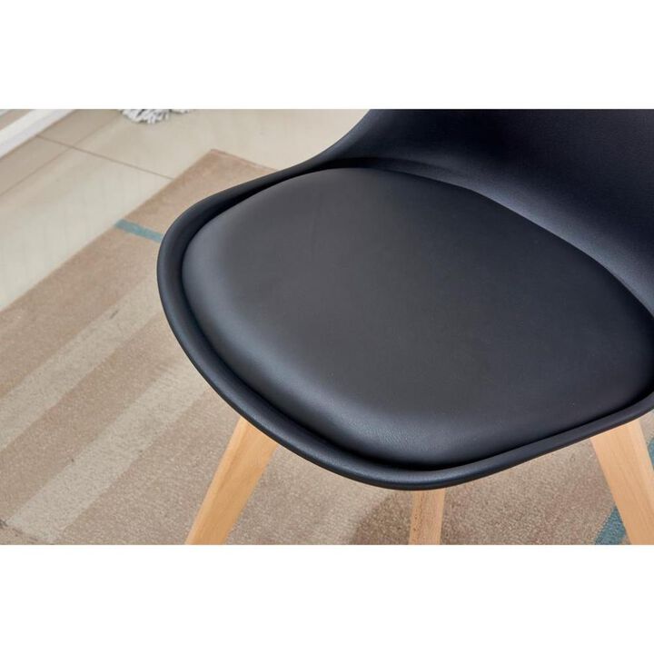 Best Master Mirage Modern Solid Wood Dining Side Chair in Black (Set of 2)