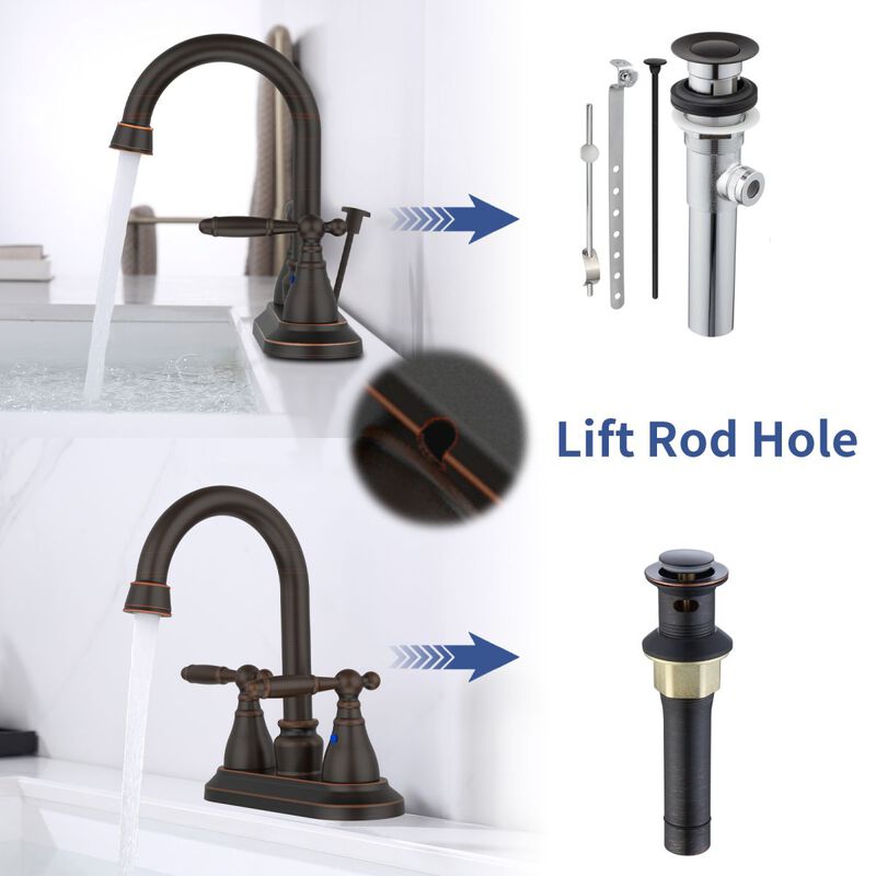 Oil-Rubbed Bronze Bathroom Faucet, 2-Handle Centerset with 360&deg; High Arc Swivel Spout for Vanity Sink