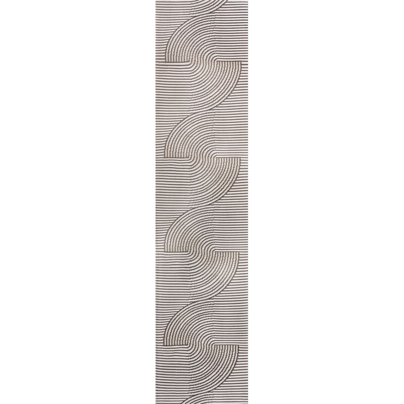 Modern Curve Stripe Reversible Machine-Washable Indoor/Outdoor Area Rug