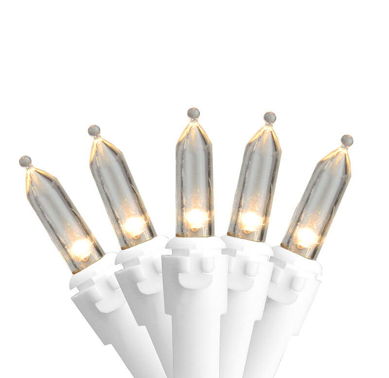 50-Count Warm White LED Mini Christmas Lights  16.25ft White Wire image number 0