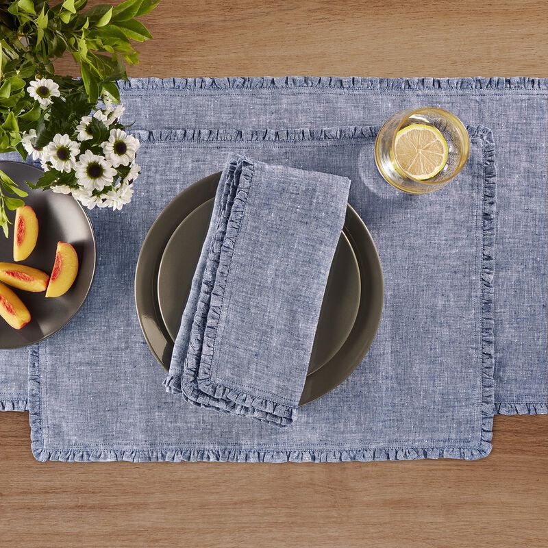 Solino Home 100% Pure Linen Table Runner - Juliette Ruffle