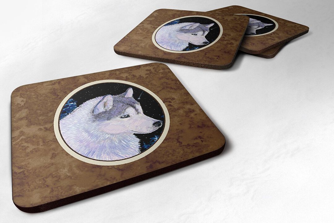 Caroline's Treasures SS8617FC Siberian Husky Foam Coasters (Set of 4), 3.5 H x 3.5 W, Multicolor