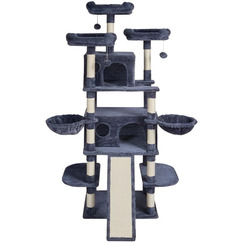 Indoor Cat Tree with Cozy Condos and Sisal Scratching Posts for Climbing and Resting