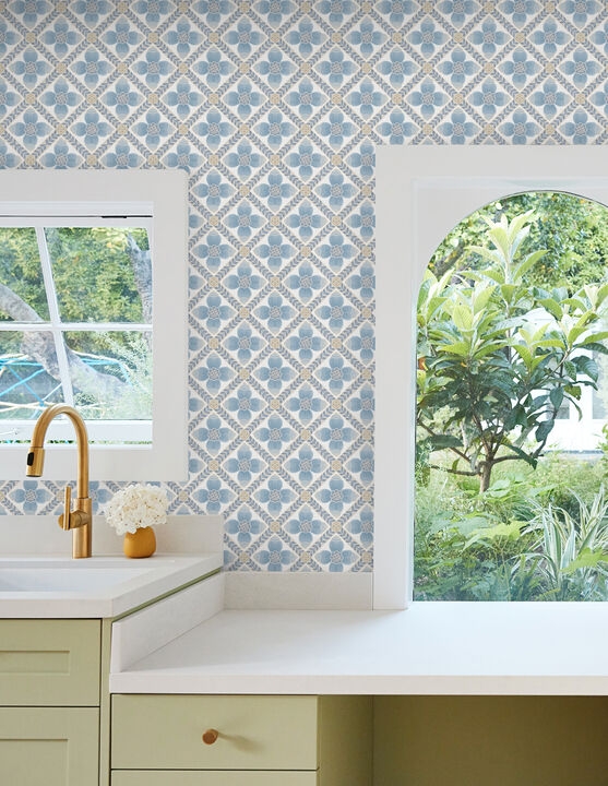 Mimi Blue Quilted Floral Peel & Stick Wallpaper (Set of 2)