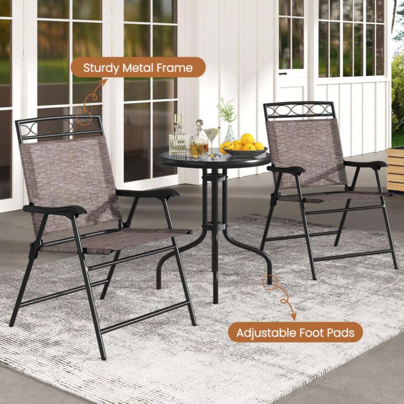 Hivvago 3 Pieces Outdoor Bistro Dining Furniture Set with Umbrella Hole