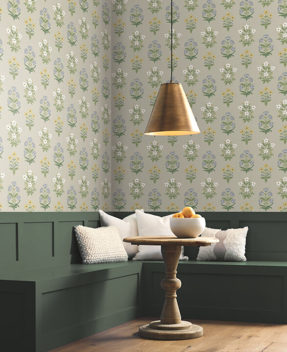 Mughal Rose Beige & Purple Wallpaper