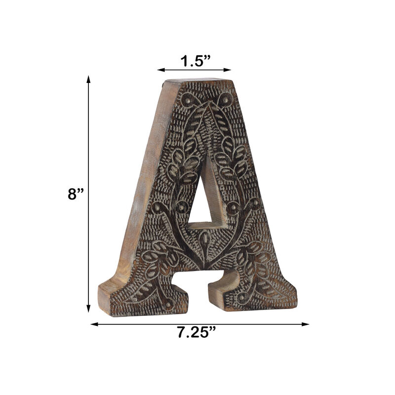 Vintage Gray Handmade Eco-Friendly "A" Alphabet Letter Block For Wall Mount & Table Top Décor