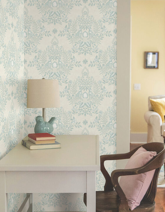 Cottontail Toile Vintage Duck Egg Peel & Stick Wallpaper