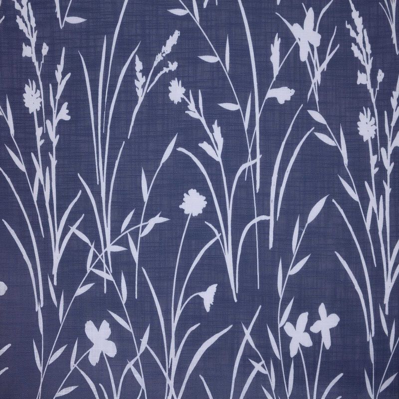 Commonwealth Bradford Floral Printed Top Panel With 8 Matt Silver Grommets - 52x95" - Blue