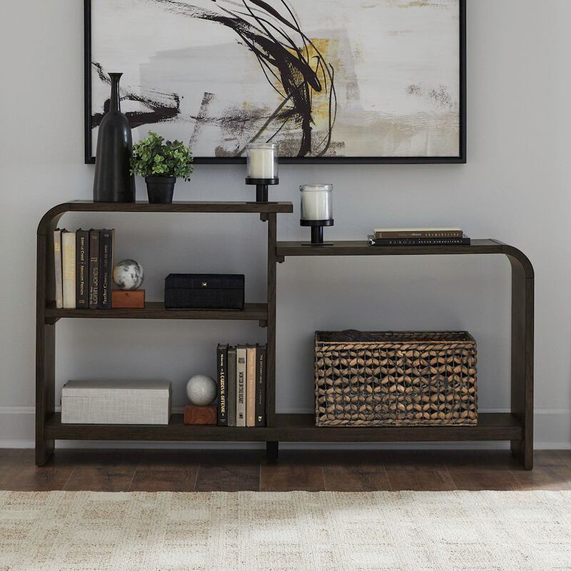 Liberty Furniture Living Room Sofa Table Rounded Waterfall Edge Design - Espresso Oak Wood image number 1