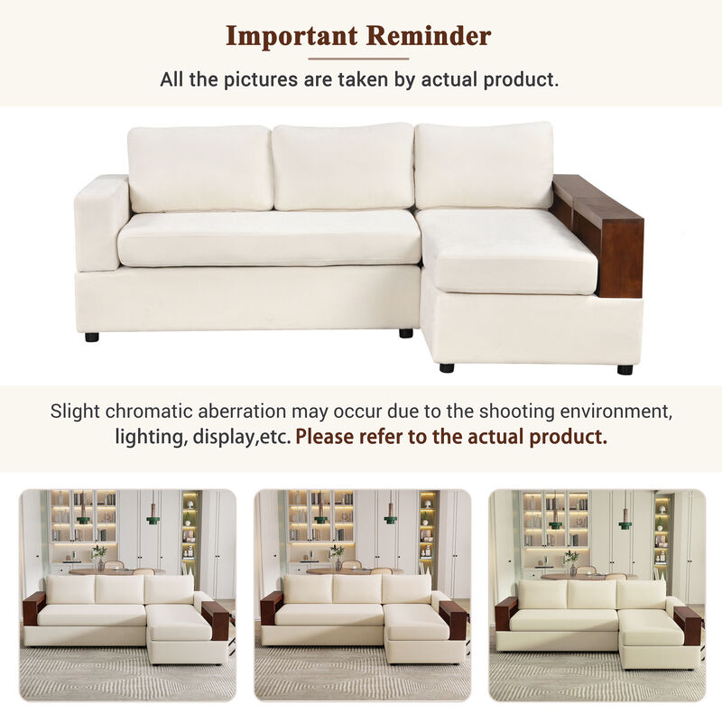 Merax Sectional Sofa Upholstered Sofa Couch with Reversible Armrests