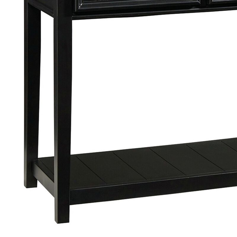 Billy 50 Inch Sofa Console Table, 3 Drawers and Plank Style Shelf, Black-Benzara