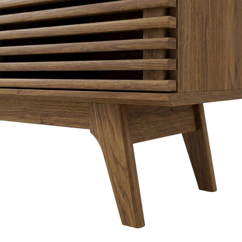 Brown Wood TV Stand Entertainment Center with Spacious Surface image number 6