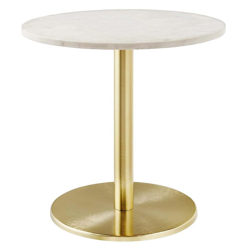 Modway Viva Round White Marble Side Table