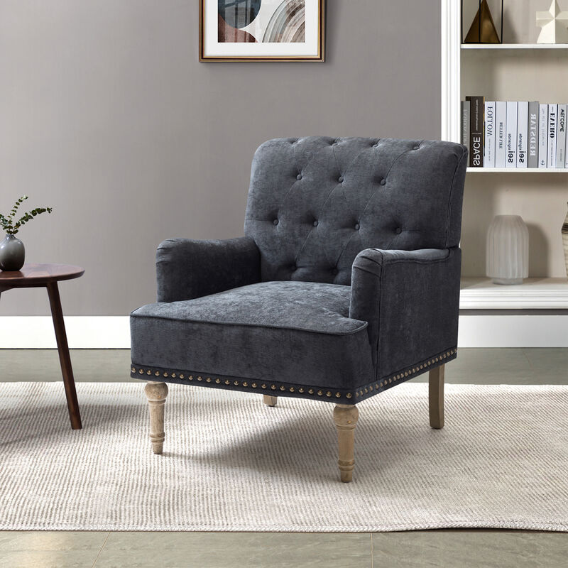 Pholus Armchair with Carved Legs and Nailhead Trim