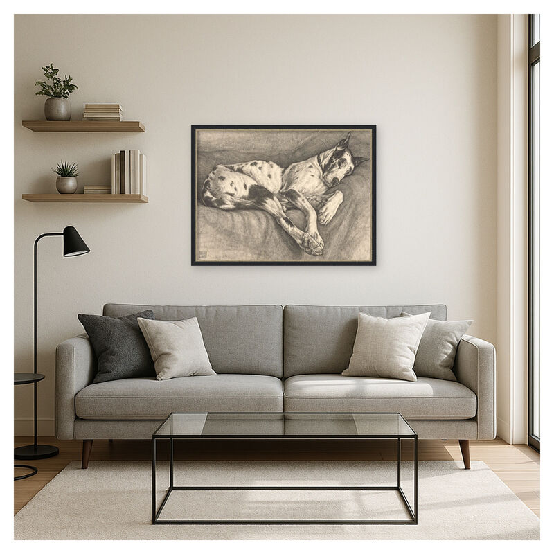 Sleeping Hound, 1930 by Bertha Van hasselt Framed Canvas Wall Art image number 4