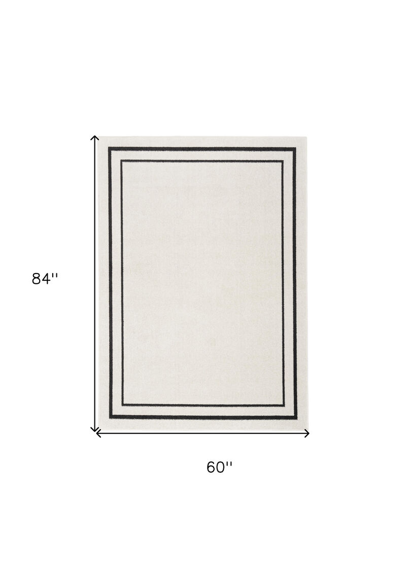 HomeRoots 5' X 7' Ivory And Black Indoor Outdoor Area Rug image number 5