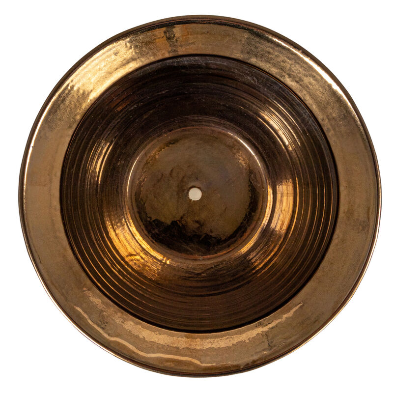 Embossed Textured Stoneware Planter, Metallic Gold image number 4