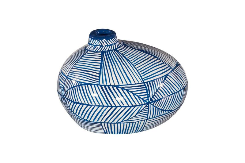 Indigo Mosaic Wide Vase image number 2