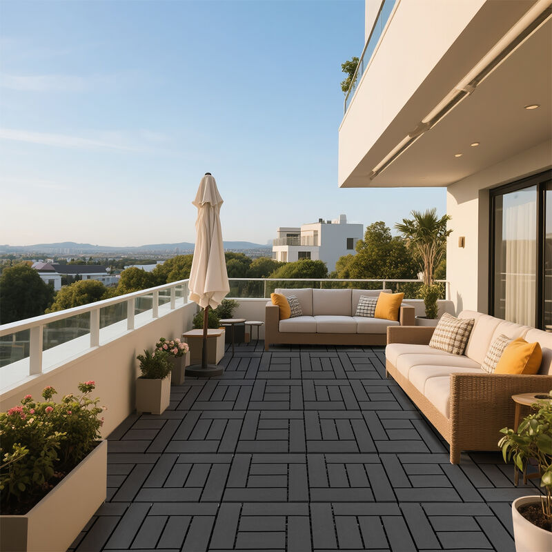 44 Pcs Interlocking Deck Tiles,Plastic Patio Flooring Outdoor Waterproof, All Weather Use for Balcony Porch Backyard Poolside image number 7