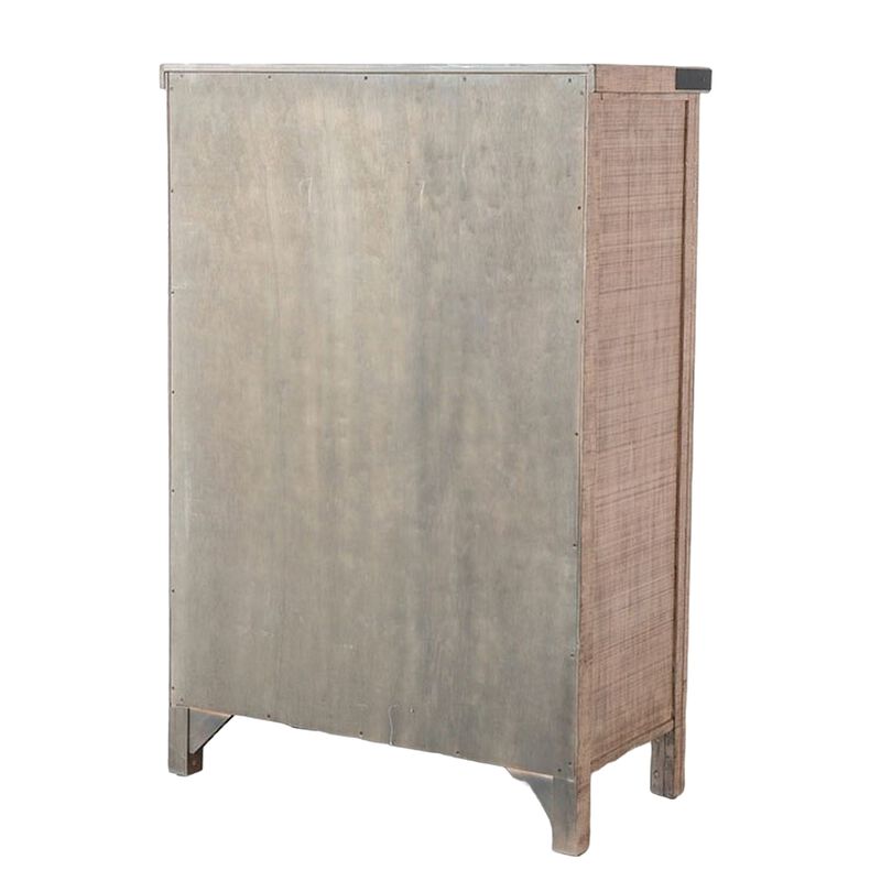 Desy Tall Dresser Chest with 5 Drawers, Light Brown Mahogany Wood - Benzara