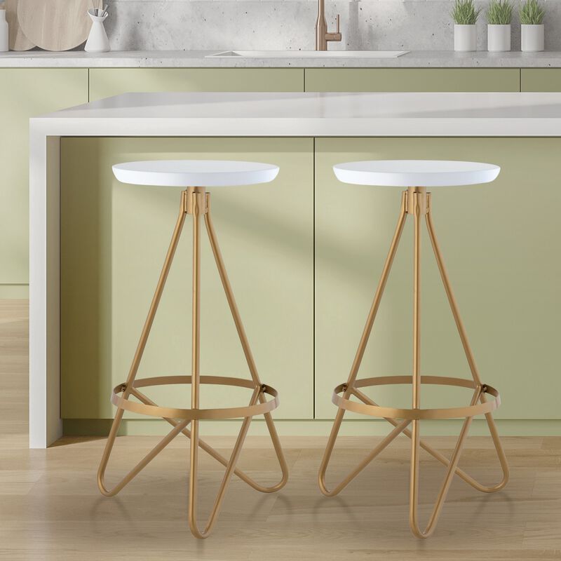 Spiroa 30" Modern Industrial Metal Backless Circular Bar Stool