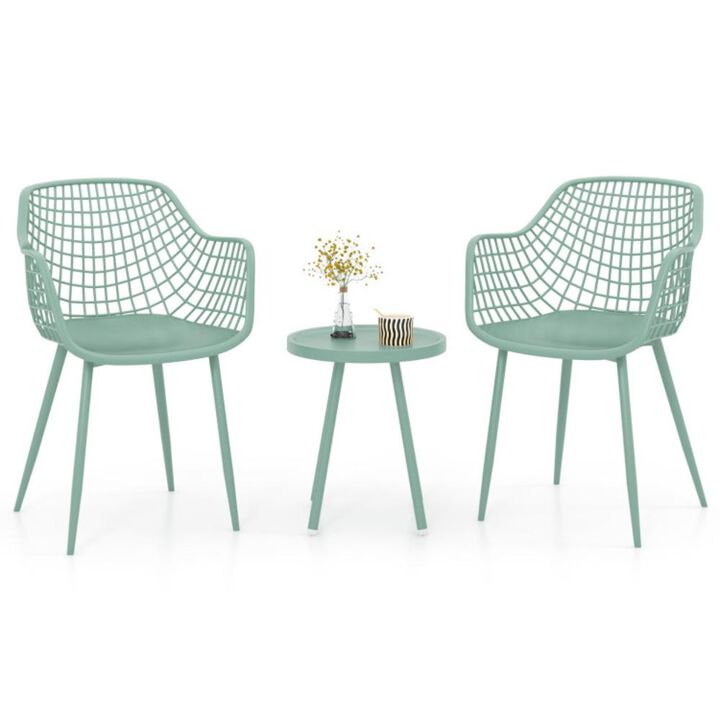 Hivvago 3 Piece Patio Chair Set with PP Seat and Tabletop for Porch