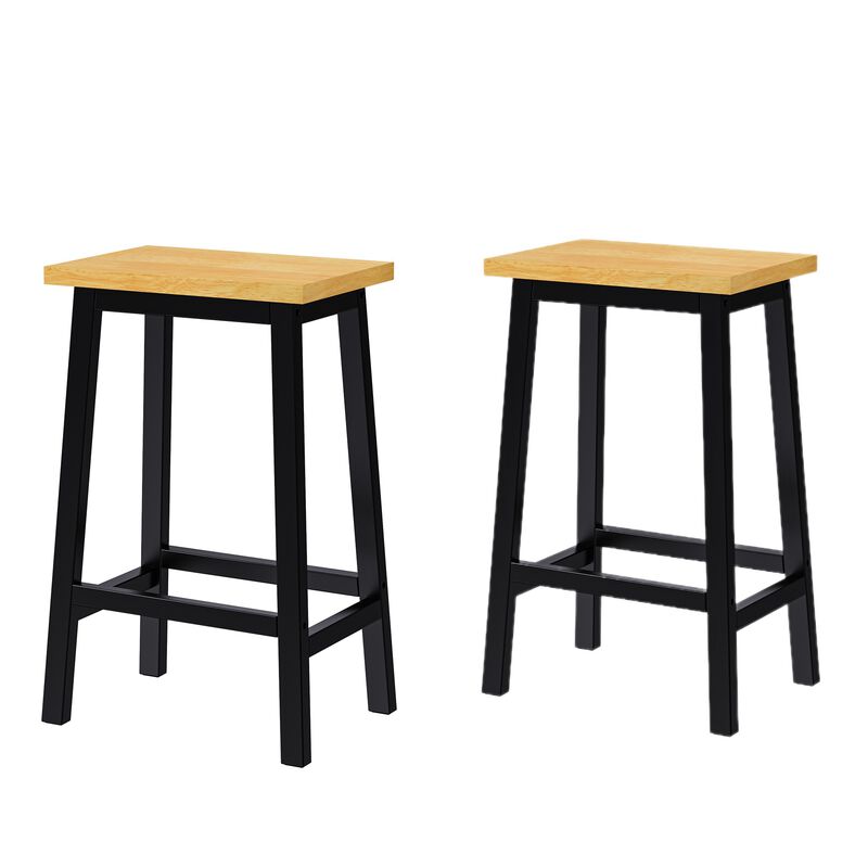Merax Farmhouse Solid Wood Bar Stools Kitchen Counter Stools with Footrests
