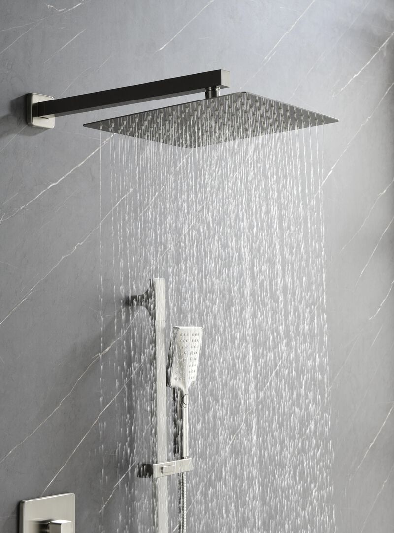 Full Shower Combo Set with Handheld Shower, Rainfall Shower Head, Body Jets & Slide Bar