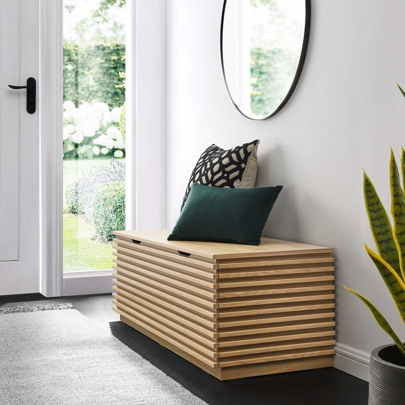 Modway Render 47" Wood Grain Storage Bench in Oak image number 7