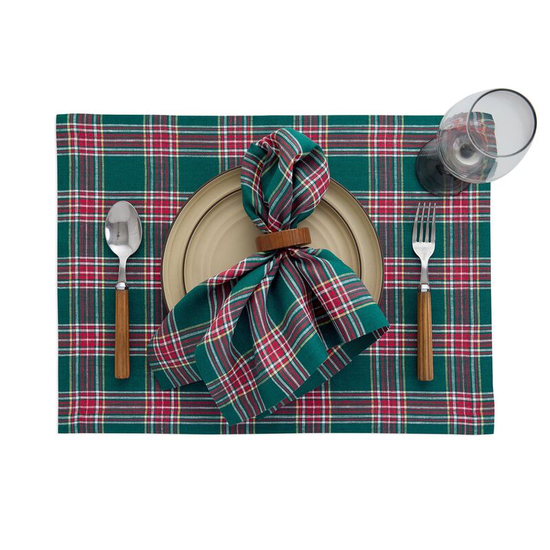Linen Placemats - Green Tartan Plaid image number 2