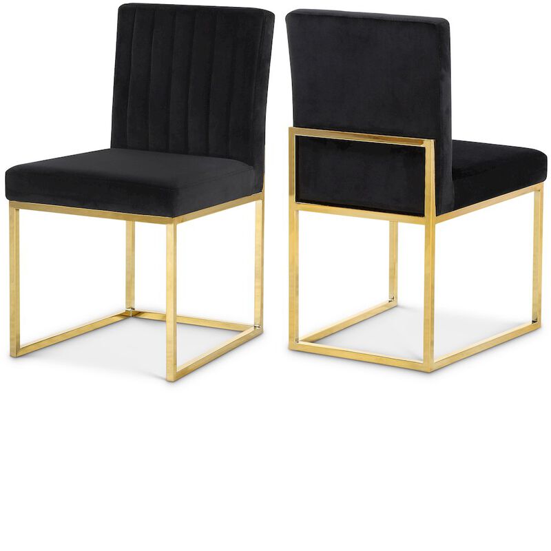 Meridian Furniture Giselle Black Velvet Dining Chair, Set of 2