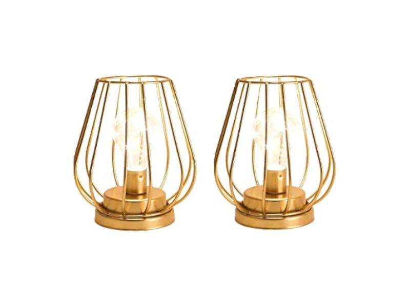 Cordless Battery Operated Metal Table Lamps Set Of 2 For Patio Outdoor Gold image number 3