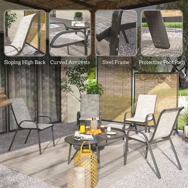 Set of 4 Outdoor Dining Chairs, Durable and Comfortable Seating for Patio or Backyard image number 5