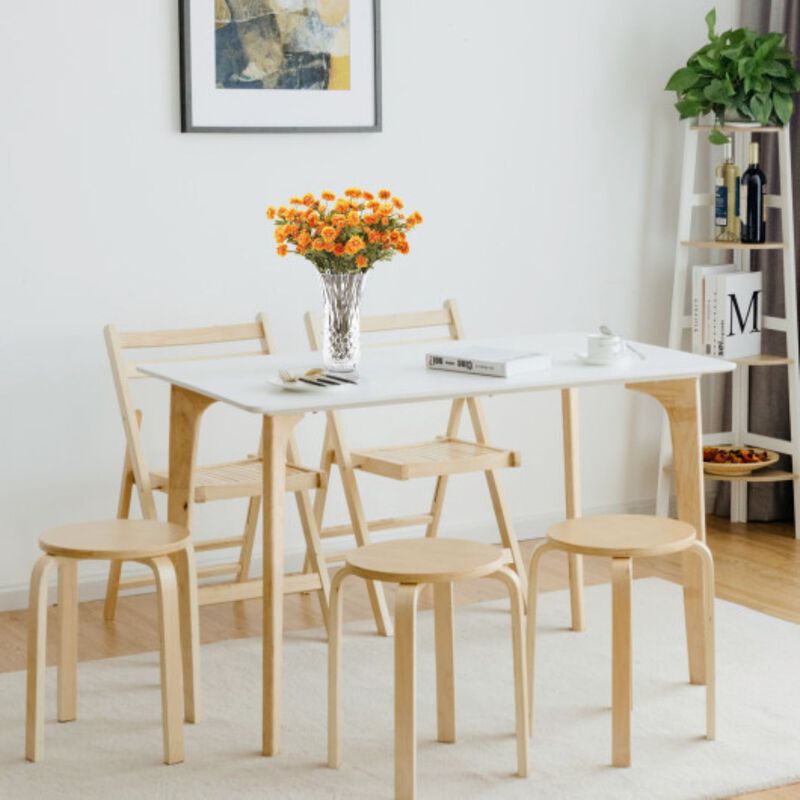 Set of 4 Stackable Bentwood Dining Chairs with Round Top