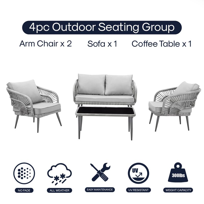 Inspired Home Arsema  Outdoor 4pc Seating Group image number 3