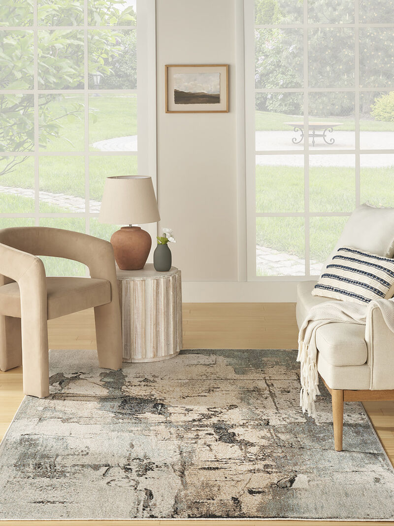 Washable Decor WSD09 Blue 5'3" x 7' Rug