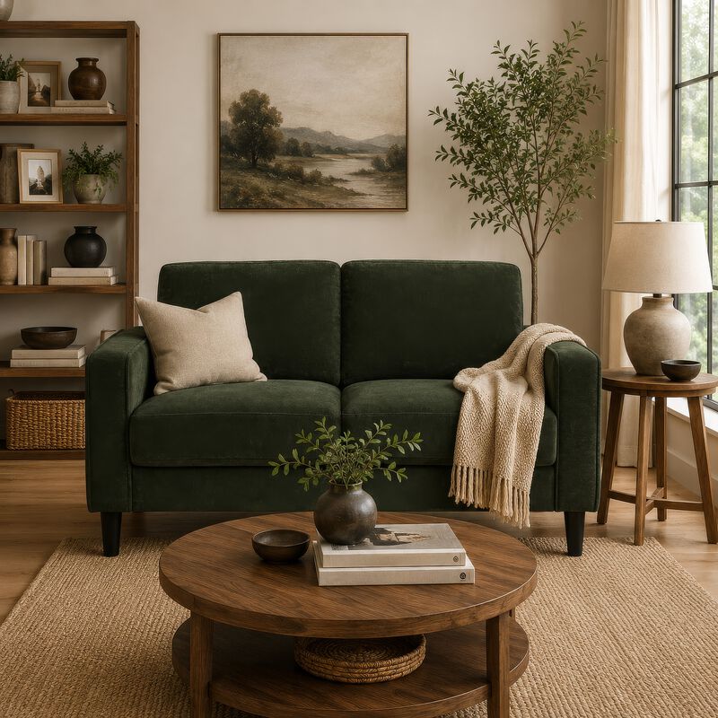 Rumi Loveseat, Track Arms w Piping, Foam Fill Upholstery image number 1