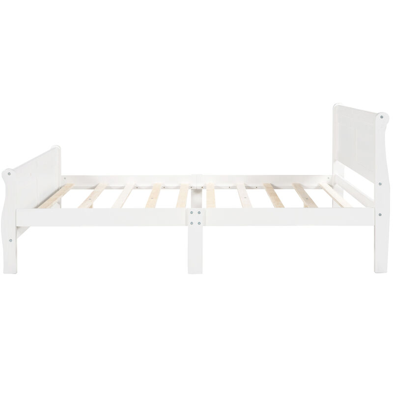 Queen Size Wood Platform Bed with Headboard and Wooden Slat Support