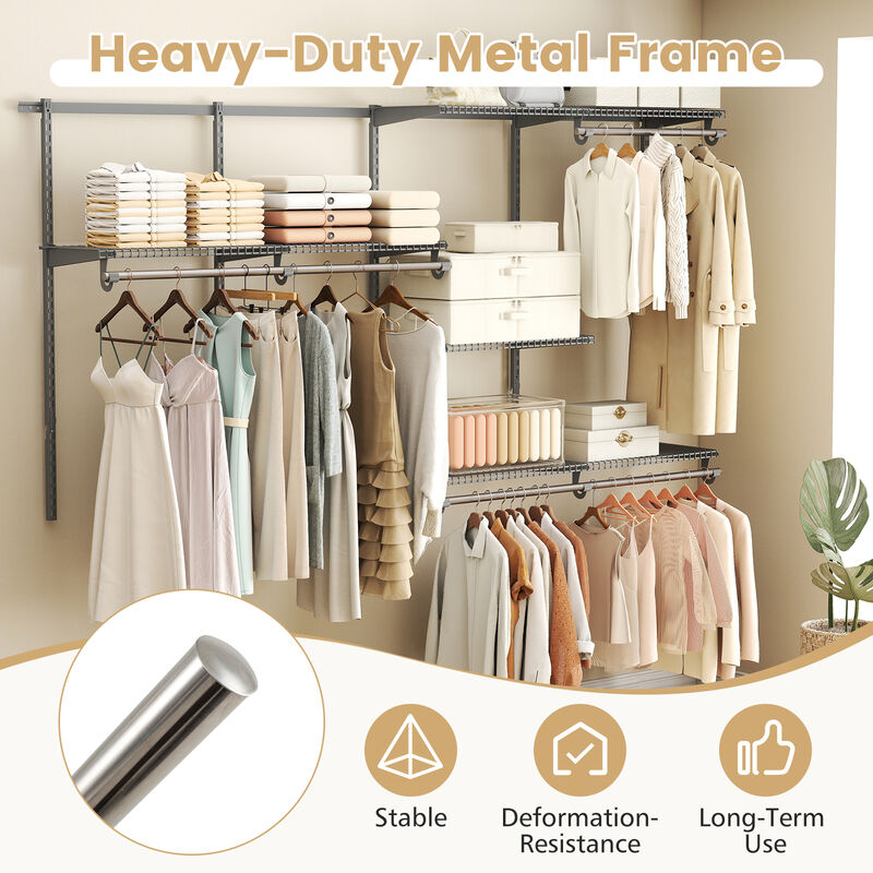 Wall-Mounted Closet Storage System with Hanging Rod and Open Shelves image number 6