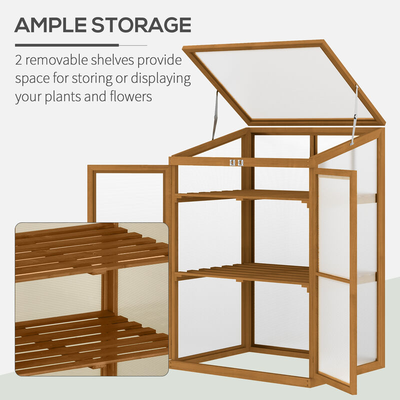 Hivvago Mini Wooden Cold Frame Greenhouse for Garden image number 3