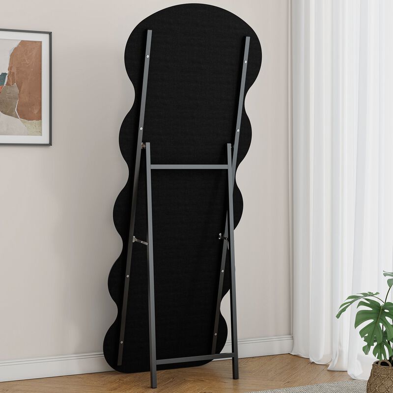 Flannel Full Length Wave Floor Mirror with Stand for Bedroom and Living Room Hanging or Leaning image number 6