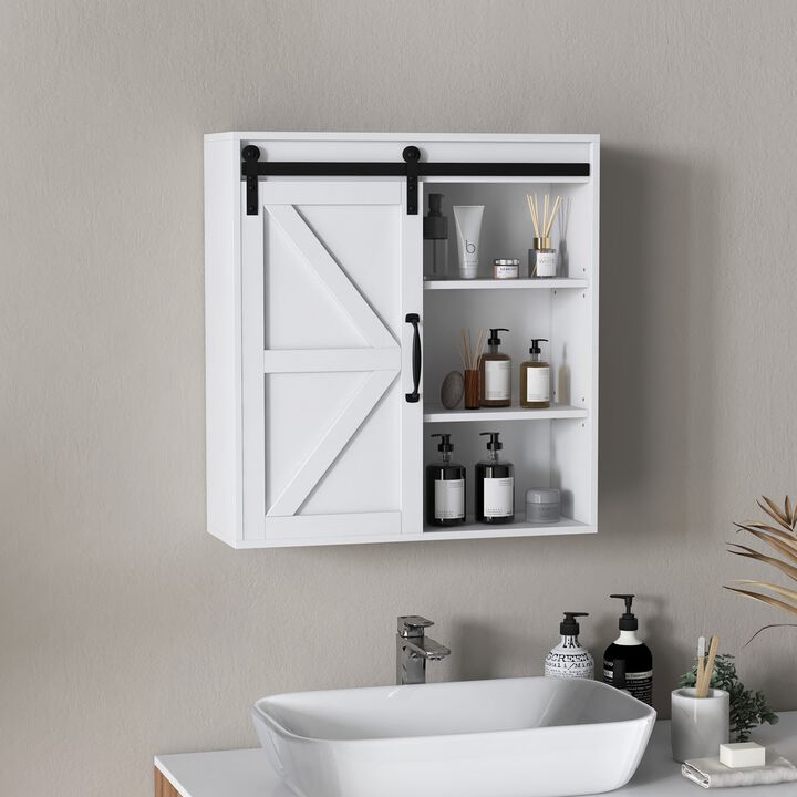 Bathroom Medicine Cabinet, Wall Mount Medicine Cabinet with Sliding Door and Adjustable Shelf, 22.75" x 7.75" x 24.5", White
