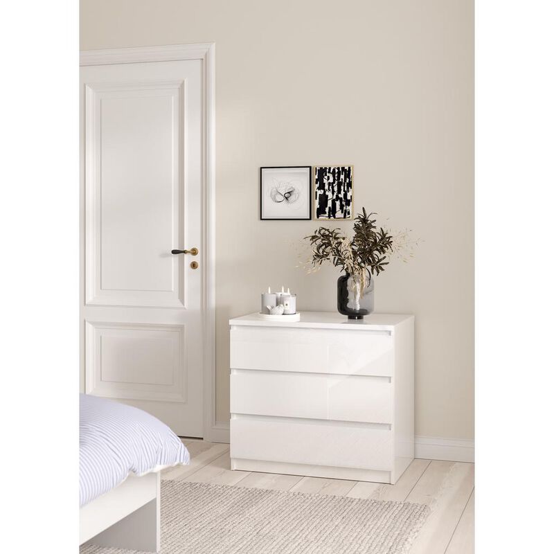 Tvilum Scottsdale 3 Drawer Chest, White High Gloss