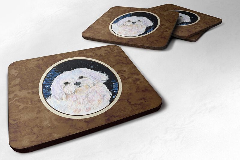 Caroline's Treasures SS8460FC Starry Night Maltese Foam Coasters Set of 4 (Set of 4), 3.5 H x 3.5 W, Multicolor image number 0