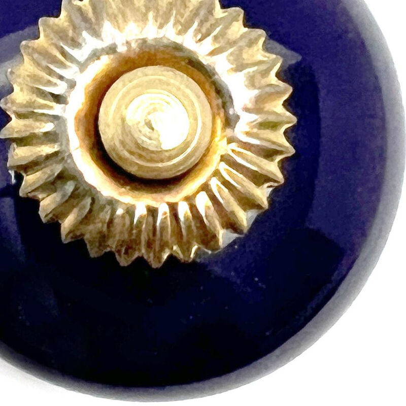 HomeRoots Set of Six Cobalt And Gold Ceramic Drawer Pull Knobs image number 4