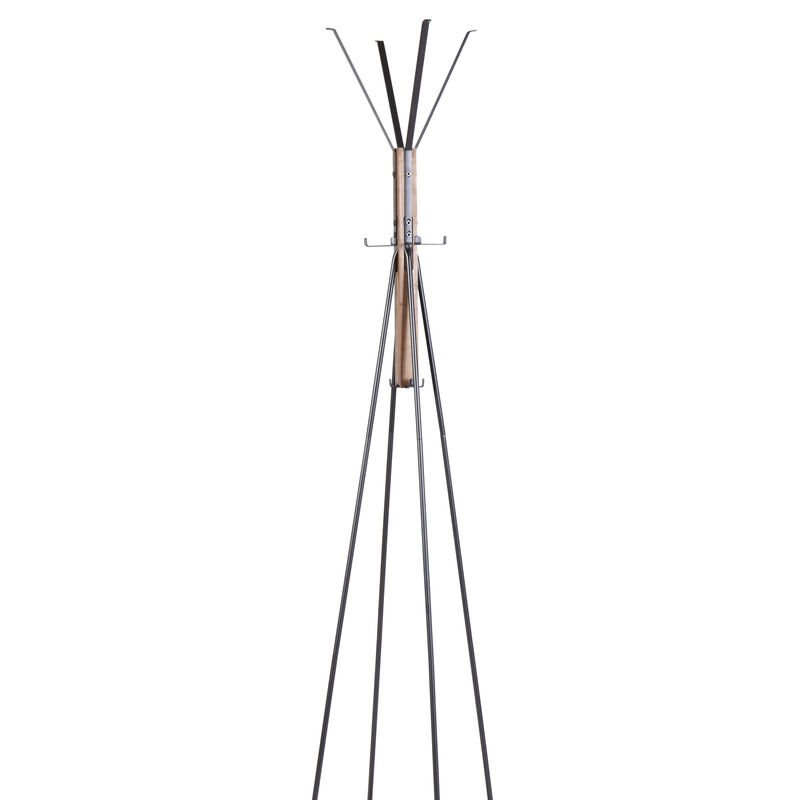 GOODSILO Freestanding Reclaimed Wood and Metal Coat Rack with 8 Hooks Sturdy Entryway Storage Organizer for Bedroom, Living Room, Hallway Home Use image number 0