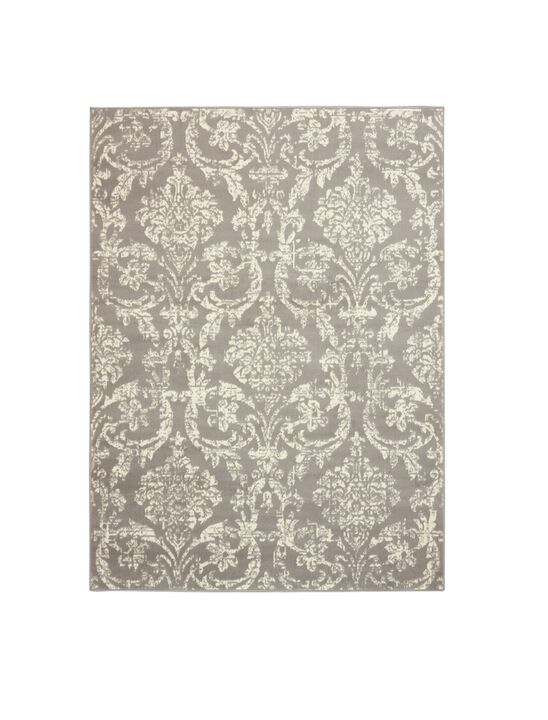 HomeRoots Damask Power Loom Distressed Area Rug