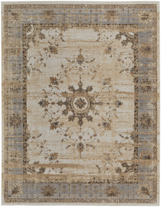 4 X 6 Tan Brown And gray Power Loom Distressed Area Rug