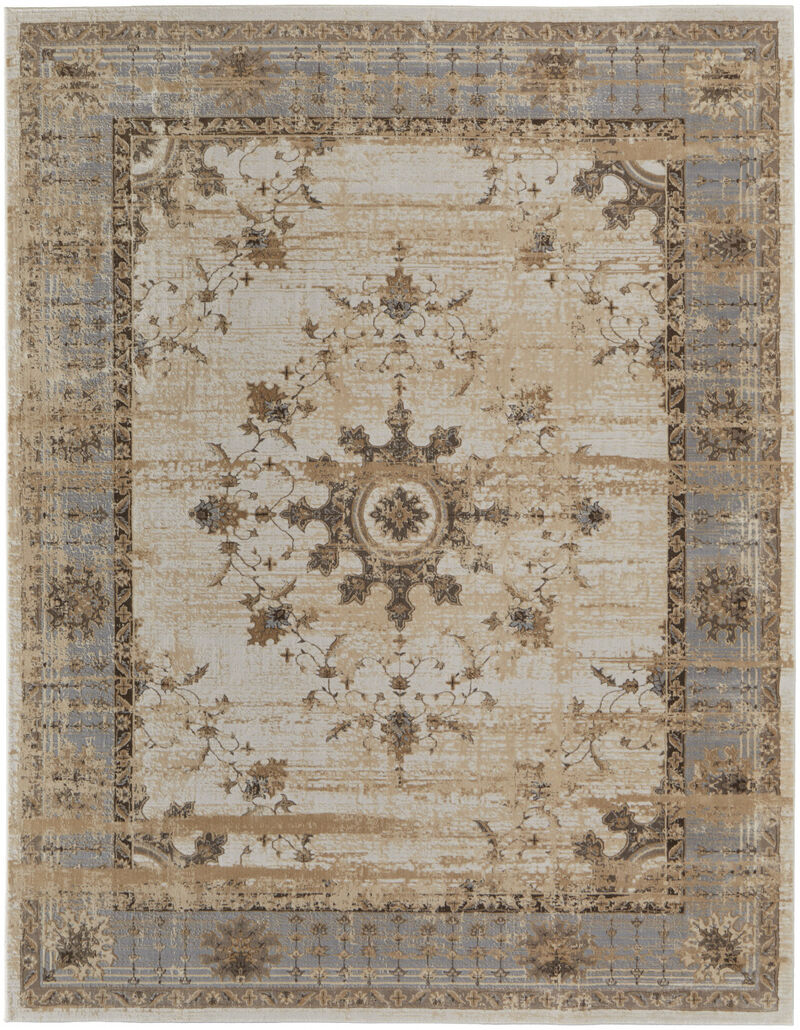 4 X 6 Tan Brown And gray Power Loom Distressed Area Rug image number 0